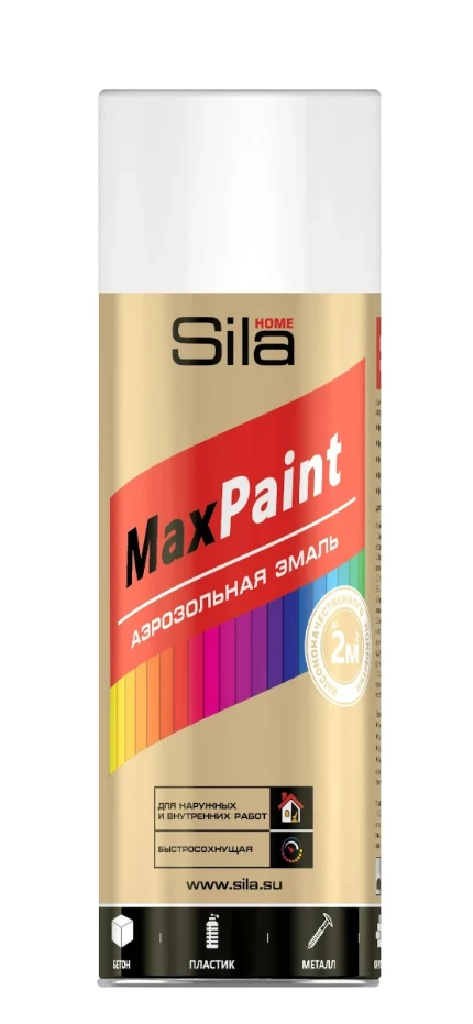 Фото для Аэрозольная быстросохнущая краска Sila HOME Max Paint, RAL9003, белая матовая, 520мл