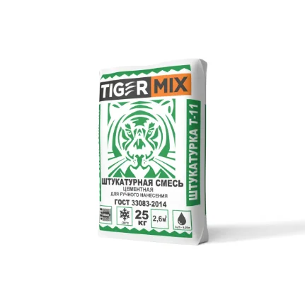 Фото для Штукатурная смесь для ручного нанесения (Тайгер Микс) TigerMix T-11 Мешки 25 кг