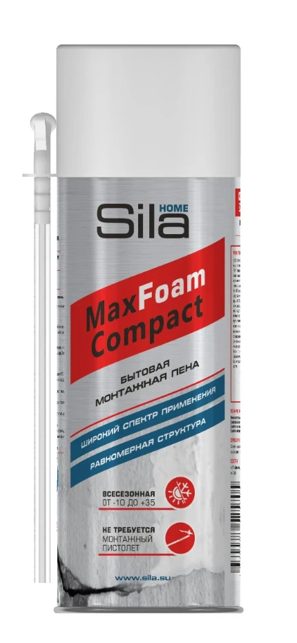 Фото для Пена монтажная SILA HOME MAX FOAM COMPACT400мл, всесезонная