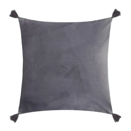 Фото для Чехол на подушку с кисточками Этель цвет серый, 45х45 см, 100% п/э, велюр