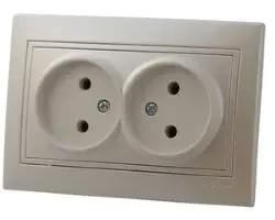Фото для Розетка 2-м СП Мира 16А IP20 без заземления керамика жемчужно-белый перламутр со вставкой LEZARD 701-3030-128