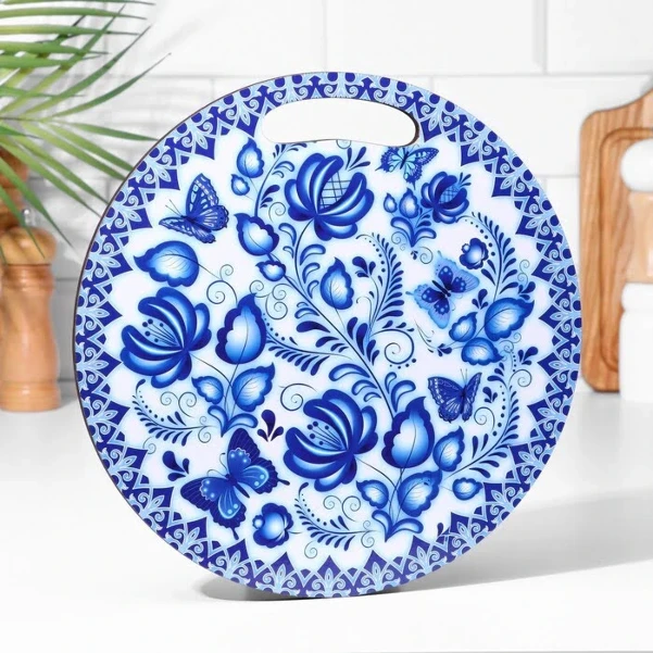 Фото для Доска разделочная сувенирная «Гжельская роспись», 25.5 см, круглая