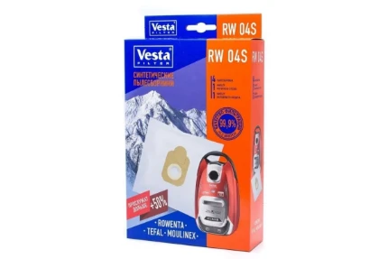Фото для Мешки-пылесборники Vesta filter для пылесосов ROWENTA,TEFAL, MOULINEX, 4 шт 2 фильтра RW04S