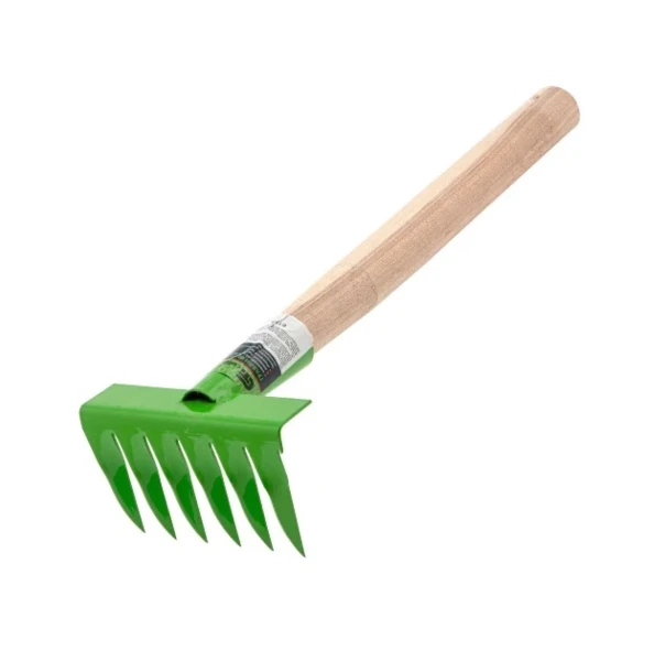 Фото для Грабли витые 6-зубые, 120х390 мм, стальные, деревянная рукоятка, Россия