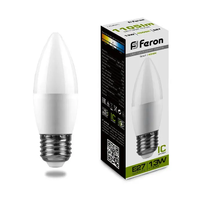 Лампа светодиодная Feron LB-970 Свеча E27 13W 4000K