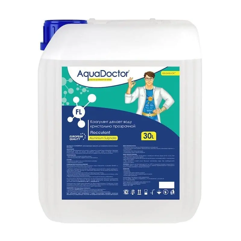 AquaDoctor FL Флокулянт жидкий 30 л, средство для очистки и осветления мутной воды в бассейне