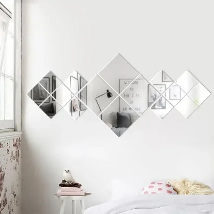 Фото для Декор настенный "Ромбы", зеркальный, 16 элементов, 25 х 57 см, серебро