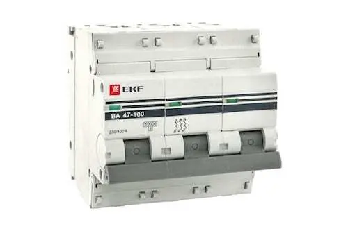 Автоматический трехполюсный выключатель EKF 125А C ВА47-100 10кА