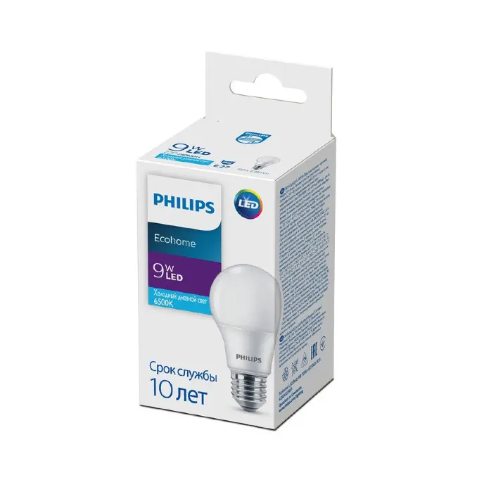 Лампа светодиодная Philips Ecohome LED A60 9Вт 6500К Е27 груша матовая