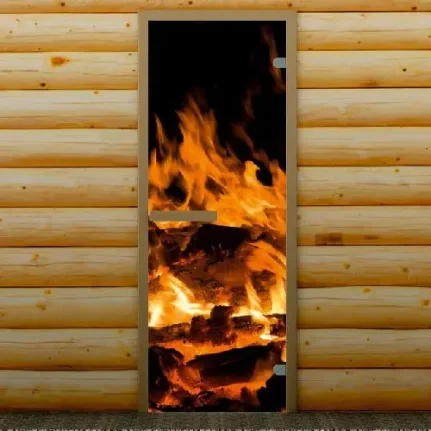 Фото для Дверь левое открывание "Пламя", 190 х 70 см, с фотопечатью 6 мм Добропаровъ