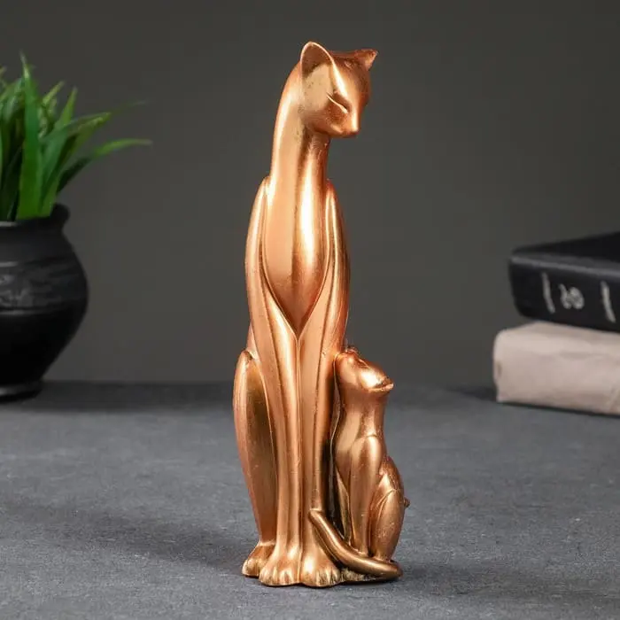 Фигура "Кошка с котенком", цвет бронза, 21х7х7см
