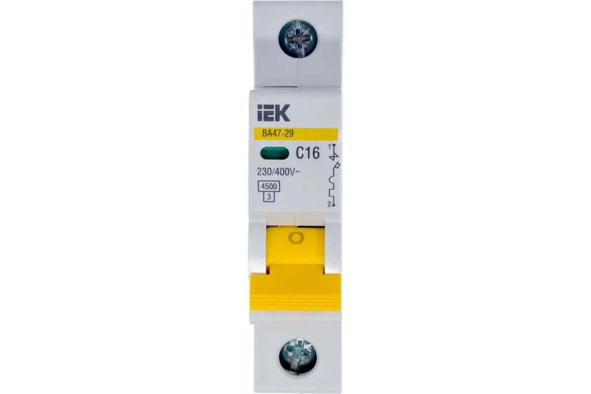 Автоматический выключатель IEK ВА47-29 1ф 16А характеристика С, 4.5кА