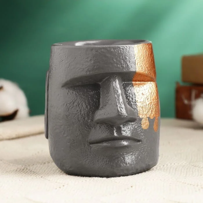 Кашпо-органайзер "Истукан моаи" 10 см, серый, бронза, 10114124