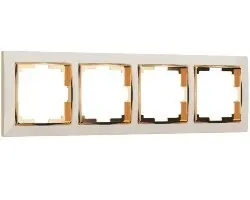 Рамка Werkel на 4 поста слоновая кость/золото WL03-Frame-04