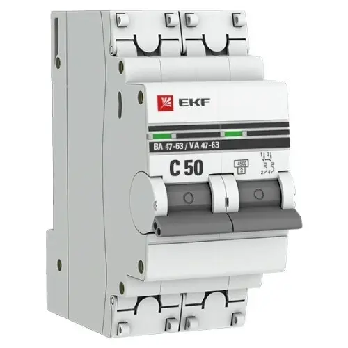 Автоматический выключатель EKF ВА 47-63 2P (C) 4,5kA 50 А