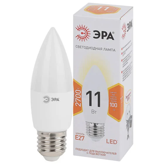 Лампочка светодиодная ЭРА STD LED B35-11W-827-E27 E27 / Е27 11Вт, свеча, теплый, белый свет