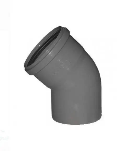 Отвод канализационный ПП Ду 110 мм / 45° с кольцом серый