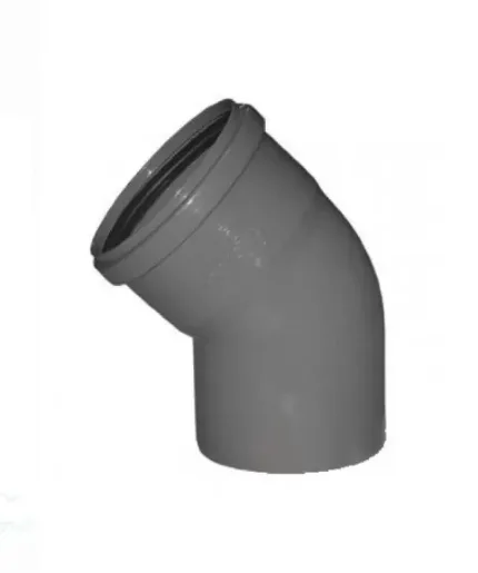 Фото для Отвод канализационный ПП Ду 110 мм / 45° с кольцом серый