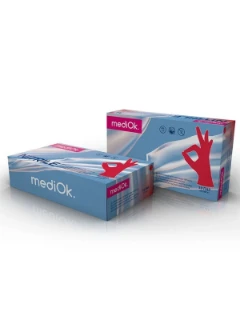 Фото для Перчатки нитриловые смотровые MediOK, размер XS Красные 50 пар
