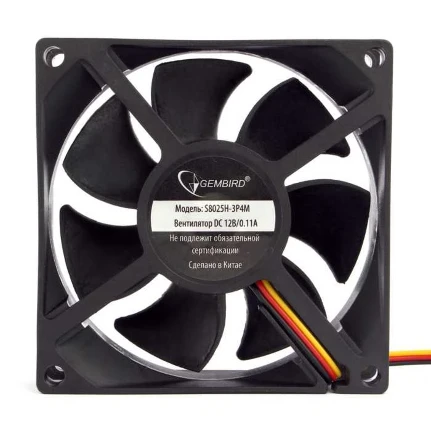 Фото для Вентилятор 80x80x25 Gembird S8025H-3P4M гидрод., тихий, 3 pin/4pin Molex, провод 30 см
