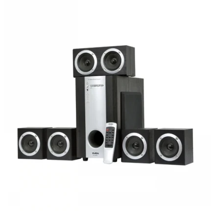 Фото для Колонки SVEN 5.1 HT-435D Цвет черный, мощность 5х15Вт, мощность сабвуфера 35Вт, диапозон частот 45-22000Hz, регулятор громкости,