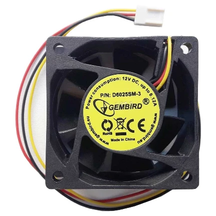 Фото для Вентилятор 60x60x25 Gembird D6025SM-3, втулка, 3 pin, провод 25см