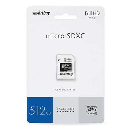 Фото для Карта памяти Micro-SD 512Gb Class 10, Smart Buy UHS (с адаптером SD)
