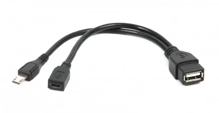 Фото для Дата-кабель USB-microUSB 2.0, 15см Cablexpert A-OTG-AFBM-04 с дополнительным питанием, пакет A-OTG-AFBM-04