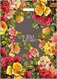 Фото для ПАКЕТ ПОДАРОЧНЫЙ ПОЛИЭТИЛЕНОВЫЙ 40*50СМ ВЫРУБНАЯ РУЧКА 80МКМ (1051, Дикая роза)