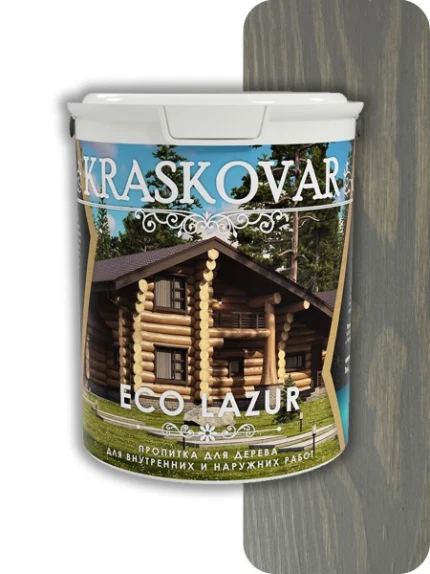 Фото для Пропитка для дерева Kraskovar Eco Lazur Графит 0,9л