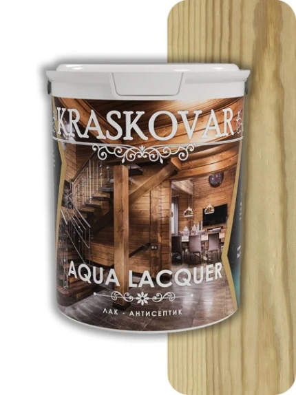 Фото для Лак-антисептик Kraskovar Aqua Lacquer для дерева и камня Бесцветный 2л