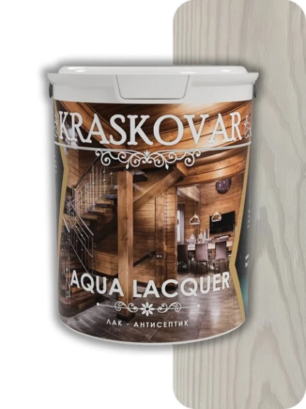 Фото для Лак-антисептик Kraskovar Aqua Lacquer для дерева и камня Белый 2л