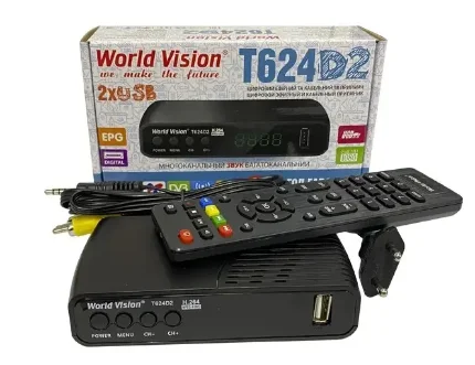 Фото для Эфирный цифровой приёмник World Vision T624D2 DVB-T2/C/IPTV (кнопки на корпусе)