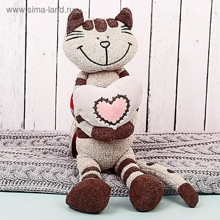 Фото для Мягкая игрушка "Кот полосатик с сердцем"