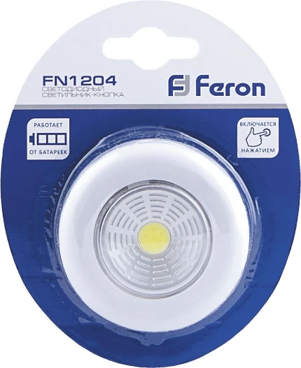 Фото для Светильник FERON FN1204 2W (3*AAA) 66*188мм КНОПКА, белый (23373)