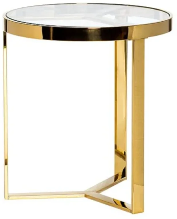 Столик журнальный с прозрачным стеклом (цвет золото)