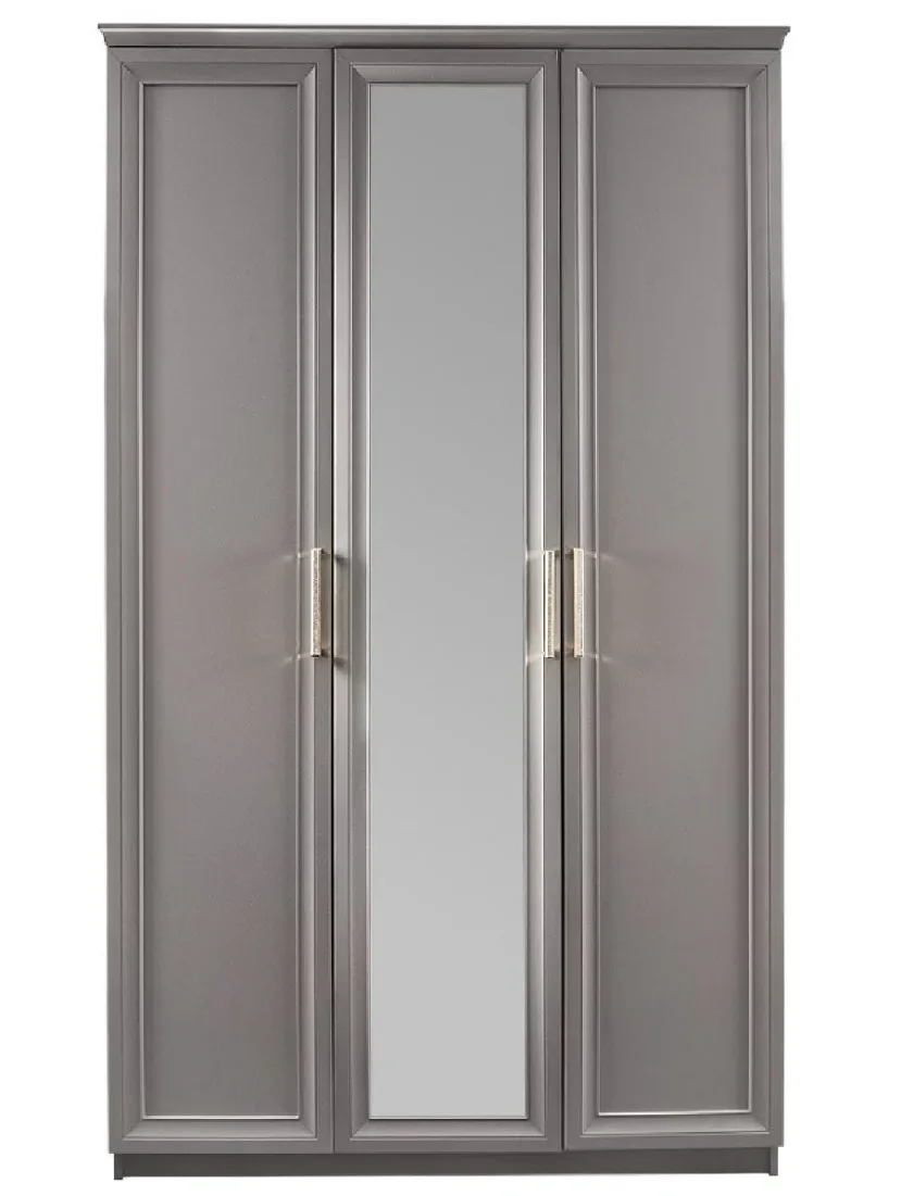 Шкаф "МОККО" 3-дверный с зеркалом серый камень
