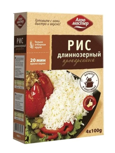 
Крупа АгроМастер 400г рис длиннозерный пропаренный ВП*6/5