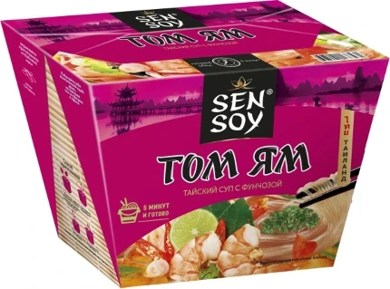 Фото для Вермишель Фунчоза Сен Сой 125гр под соусом Суп Том Ям*12