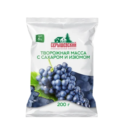 Фото для Масса творожная Серышевский 200гр с изюмом БЗМЖ