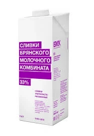 Фото для Сливки Брянский Молочный Комбинат 1л 33% ультрапастер*12