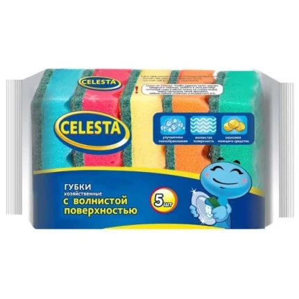 Фото для Губка д/посуды Селеста 5шт волна*40