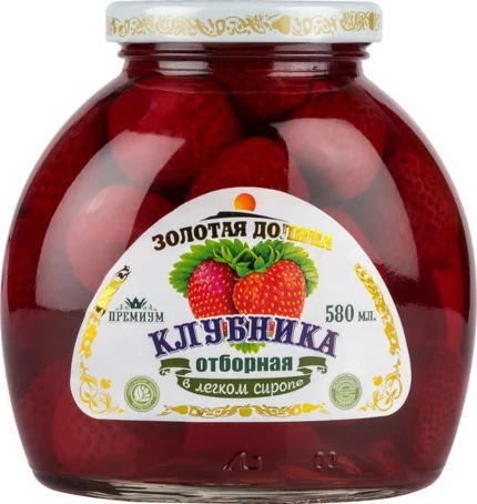 Фото для Компот из клубники в сиропе 580мл ст/б Золотая долина Китай*12