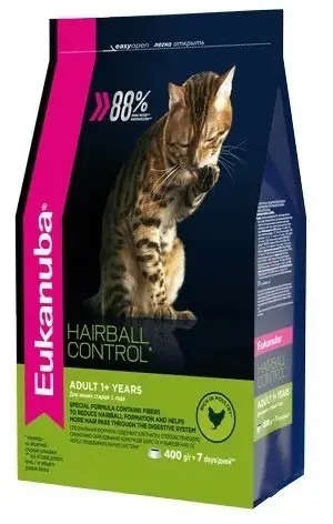 Экануба Adult Hairball Control сухой корм д/ кошек для вывода шерсти, с птицей 400 г