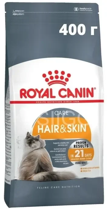 Фото для Роял Канин Hair & Skin Care с/к д/ кошек для поддержания здоровья кожи и шерсти 400г