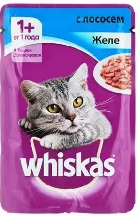 Whiskas Влажный корм для кошек, желе с лососем, 75 г