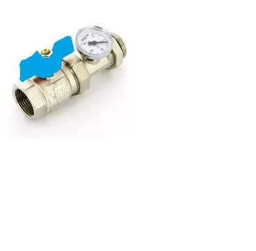 Фото для Кран шаровый ДУ 25 с полусгон. и термометром синий