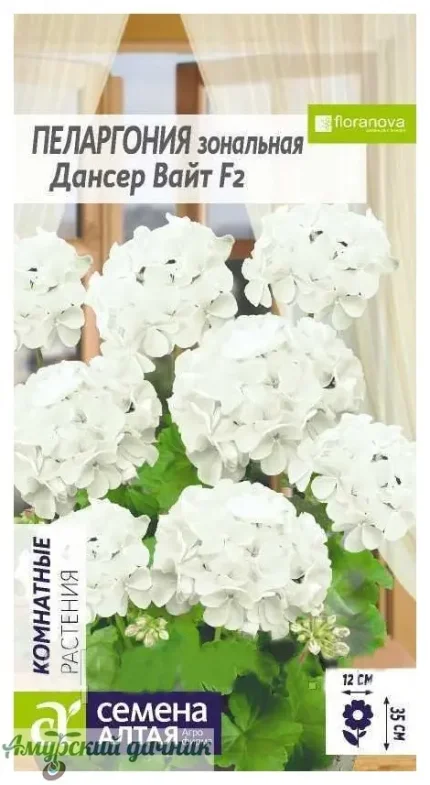 Фото для ЦВЦ Пеларгония Дансер Вайт F2, зональная 4 с. " СА" /10