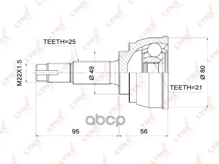 Фото для Шрус Ni [Ni-080] 21x49x25 Lynx Co3705 Ns Tiida C11 Hr15de At 04-, Sylphy G11hr15de 05-, Wihgroad Y12 Hr15de At 05- LYNXauto а...