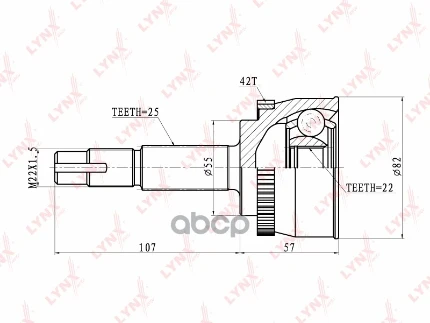 Фото для Шрус Ni [Ni-60] 22X55x25 Lynx Co5724a Abs (39100-4M460/4M465) B15 98- LYNXauto арт. CO5724A